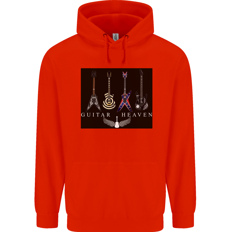 Guitar Heaven Guitarist Electric Acoustic Mens 80% Cotton Hoodie Bright Red