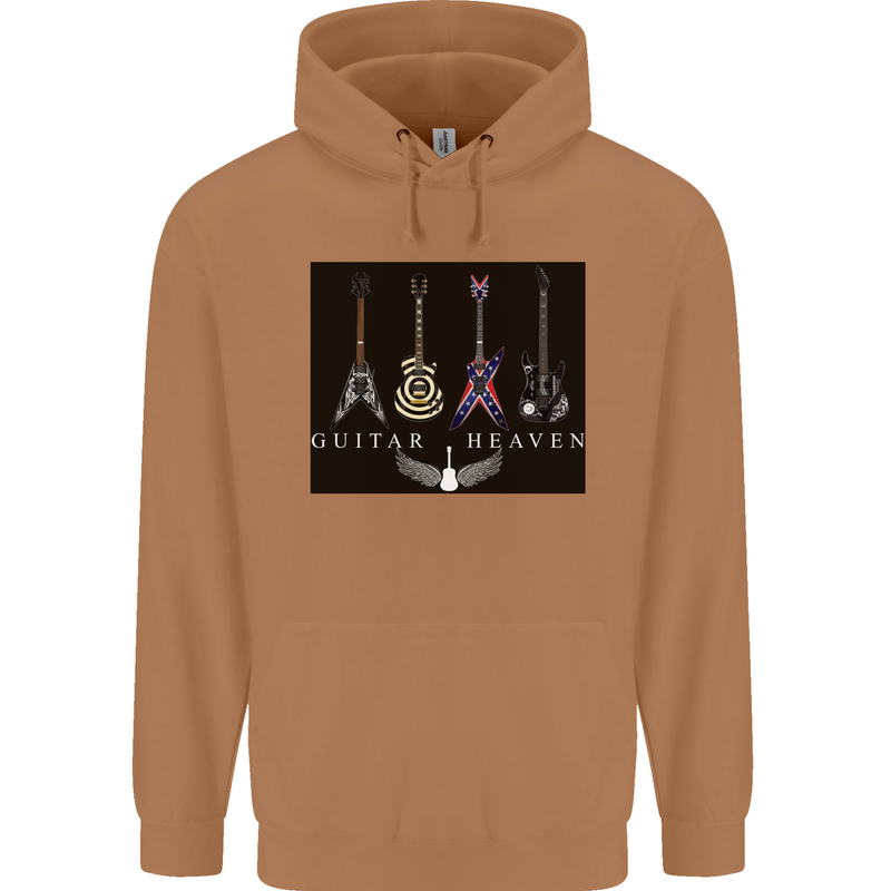 Guitar Heaven Guitarist Electric Acoustic Mens 80% Cotton Hoodie Caramel Latte
