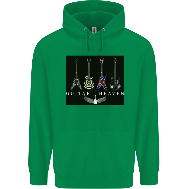 Guitar Heaven Guitarist Electric Acoustic Mens 80% Cotton Hoodie Irish Green