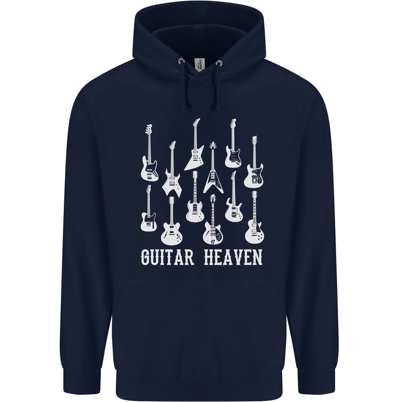 Guitar Heaven Guitarist Electric Acoustic Mens 80% Cotton Hoodie Navy Blue