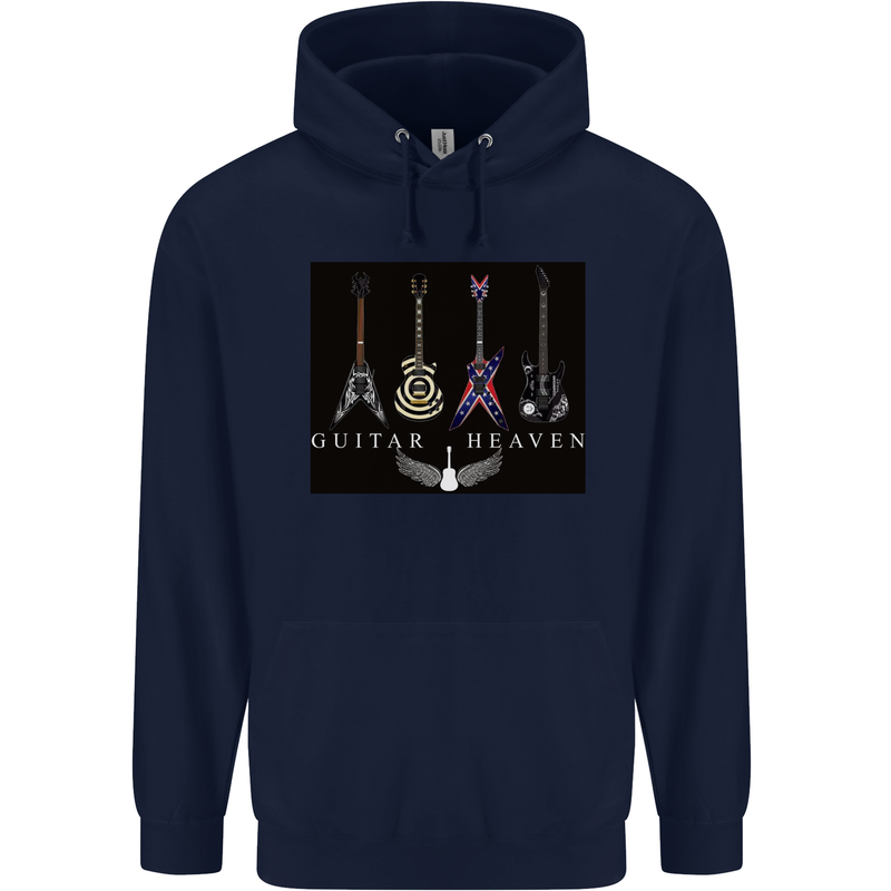 Guitar Heaven Guitarist Electric Acoustic Mens 80% Cotton Hoodie Navy Blue