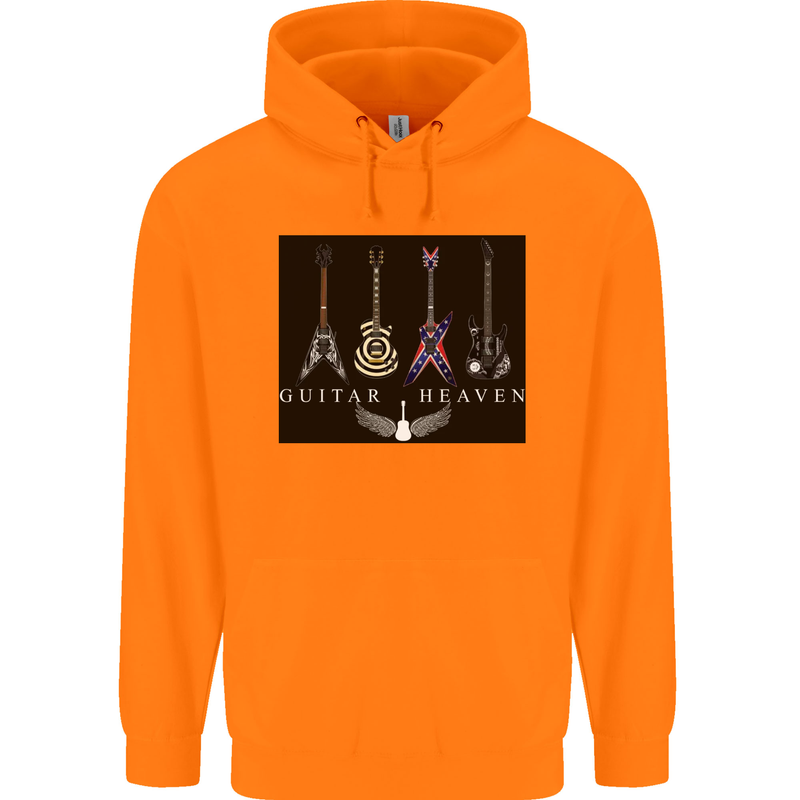 Guitar Heaven Guitarist Electric Acoustic Mens 80% Cotton Hoodie Orange