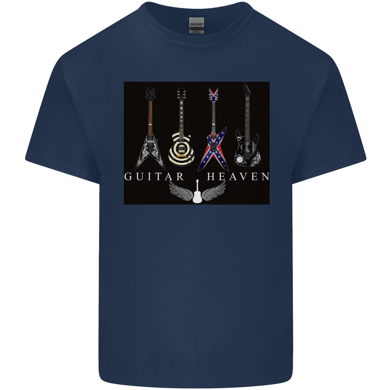 Guitar Heaven Guitarist Electric Acoustic Mens Cotton T-Shirt Tee Top Navy Blue