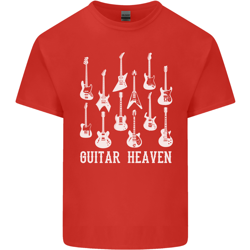 Guitar Heaven Guitarist Electric Acoustic Mens Cotton T-Shirt Tee Top Red