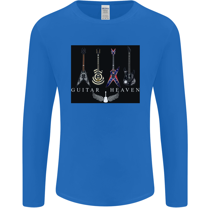 Guitar Heaven Guitarist Electric Acoustic Mens Long Sleeve T-Shirt Royal Blue