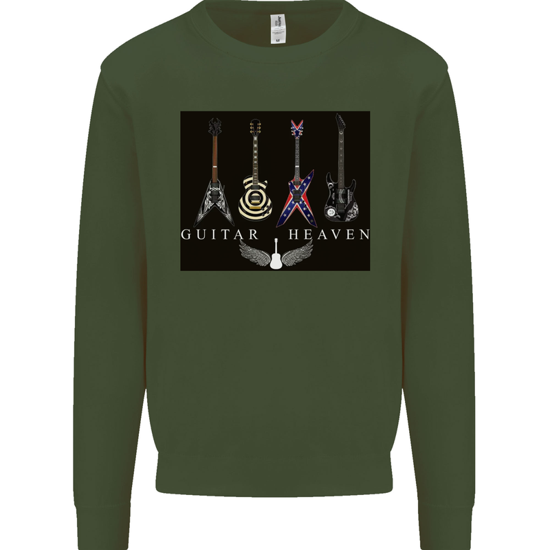Guitar Heaven Guitarist Electric Acoustic Mens Sweatshirt Jumper Forest Green