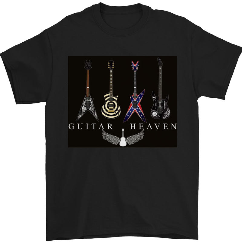 Guitar Heaven Guitarist Electric Acoustic Mens T-Shirt Cotton Gildan Black