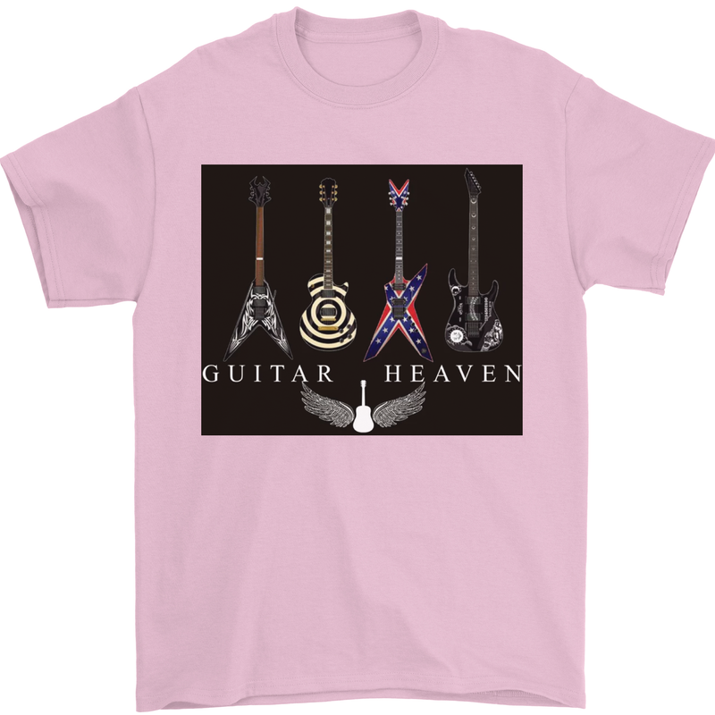 Guitar Heaven Guitarist Electric Acoustic Mens T-Shirt Cotton Gildan Light Pink