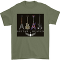 Guitar Heaven Guitarist Electric Acoustic Mens T-Shirt Cotton Gildan Military Green