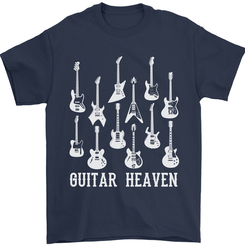 Guitar Heaven Guitarist Electric Acoustic Mens T-Shirt Cotton Gildan Navy Blue