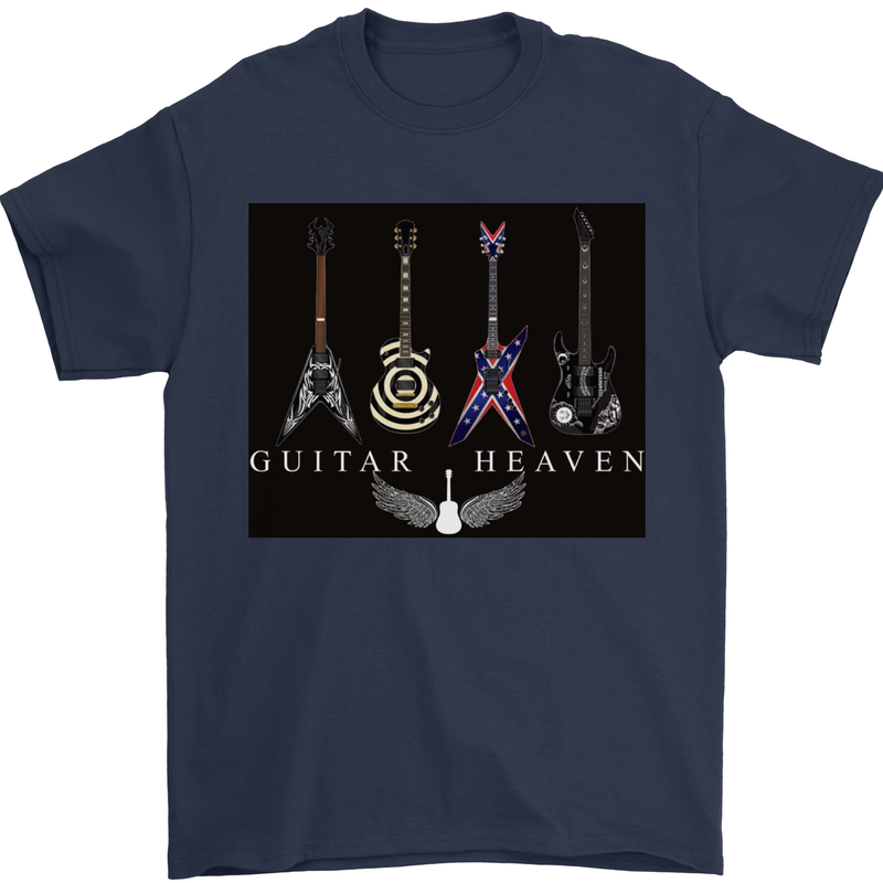 Guitar Heaven Guitarist Electric Acoustic Mens T-Shirt Cotton Gildan Navy Blue