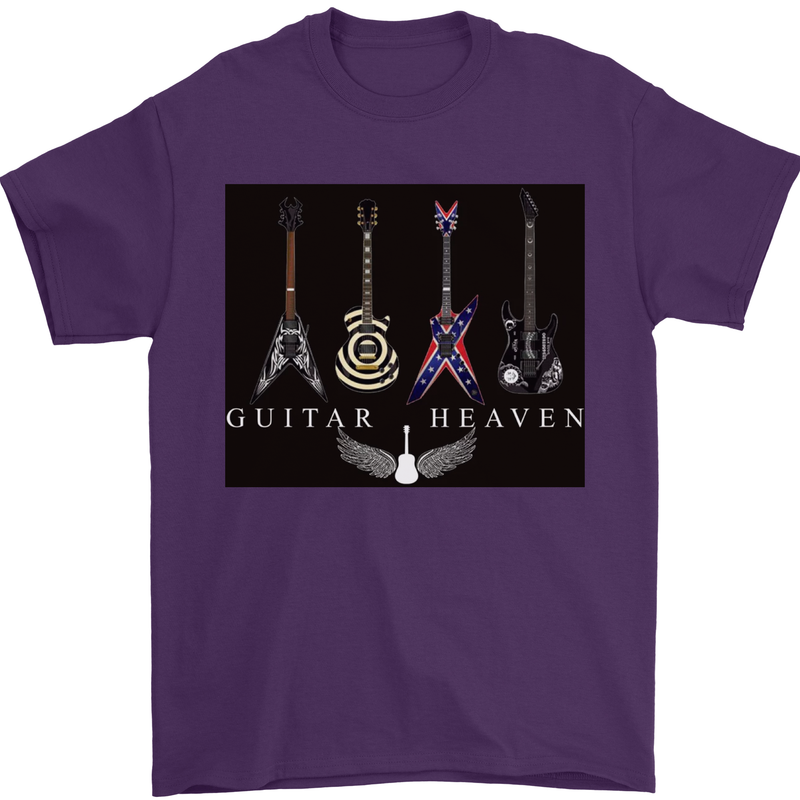 Guitar Heaven Guitarist Electric Acoustic Mens T-Shirt Cotton Gildan Purple