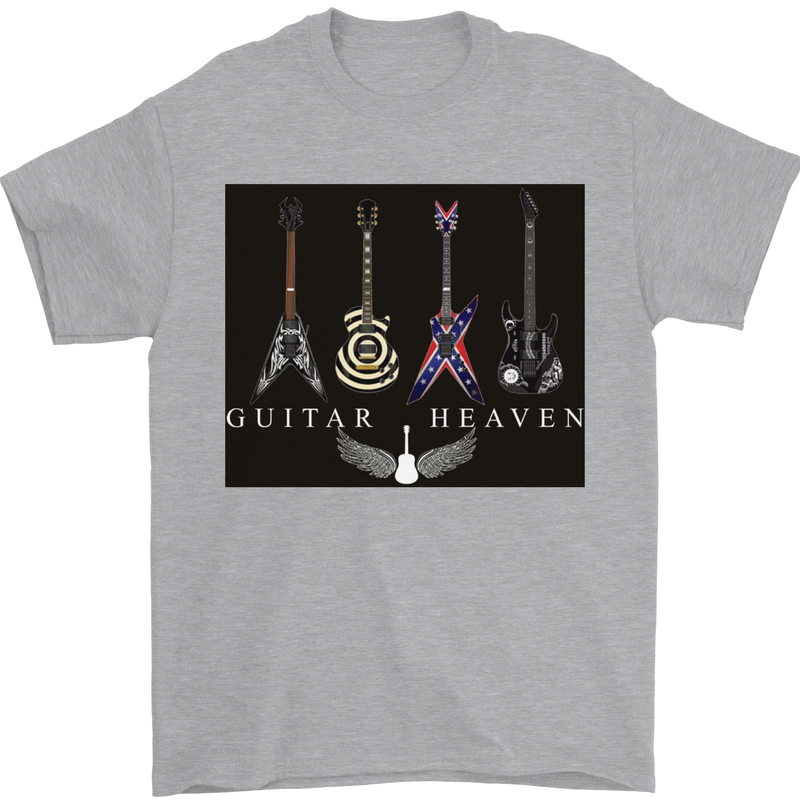 Guitar Heaven Guitarist Electric Acoustic Mens T-Shirt Cotton Gildan Sports Grey