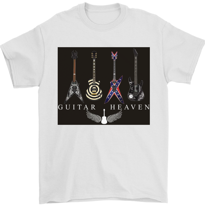 Guitar Heaven Guitarist Electric Acoustic Mens T-Shirt Cotton Gildan White