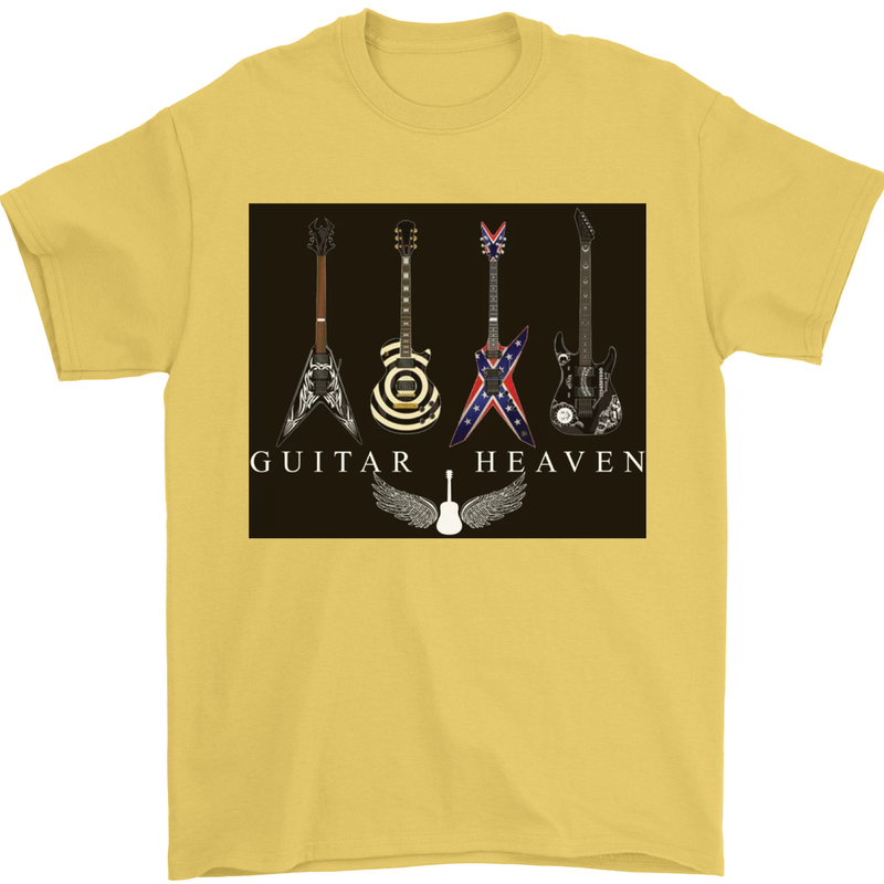 Guitar Heaven Guitarist Electric Acoustic Mens T-Shirt Cotton Gildan Yellow