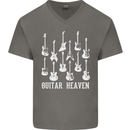 Guitar Heaven Guitarist Electric Acoustic Mens V-Neck Cotton T-Shirt Charcoal