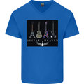 Guitar Heaven Guitarist Electric Acoustic Mens V-Neck Cotton T-Shirt Royal Blue