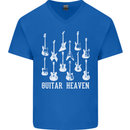 Guitar Heaven Guitarist Electric Acoustic Mens V-Neck Cotton T-Shirt Royal Blue