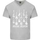 Guitar Heaven Guitarist Electric Acoustic Mens V-Neck Cotton T-Shirt Sports Grey