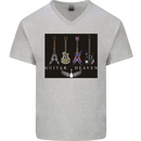Guitar Heaven Guitarist Electric Acoustic Mens V-Neck Cotton T-Shirt Sports Grey