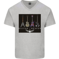 Guitar Heaven Guitarist Electric Acoustic Mens V-Neck Cotton T-Shirt Sports Grey