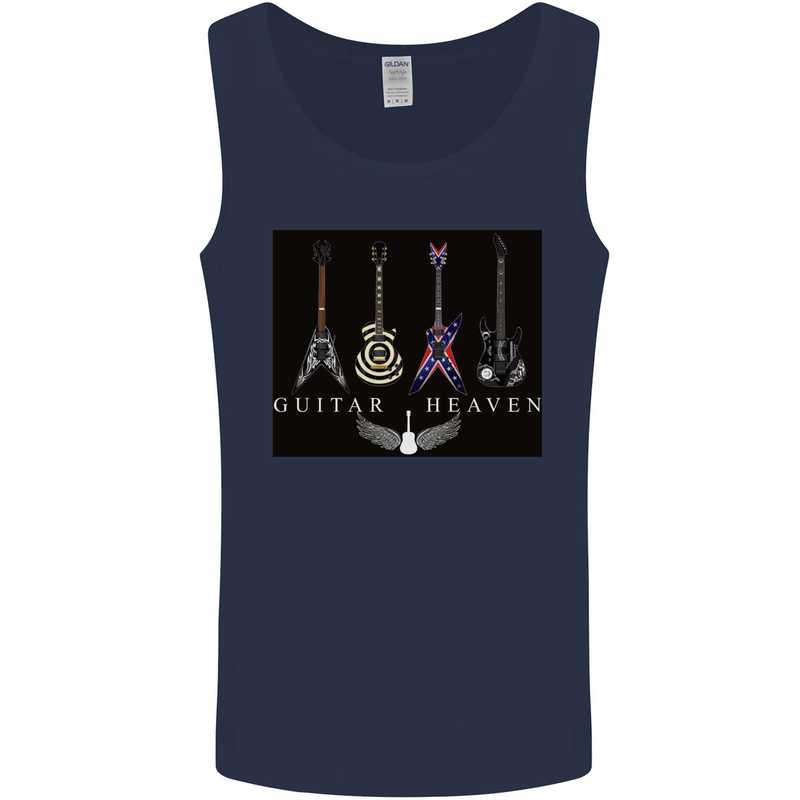 Guitar Heaven Guitarist Electric Acoustic Mens Vest Tank Top Navy Blue