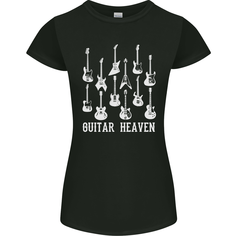 Guitar Heaven Guitarist Electric Acoustic Womens Petite Cut T-Shirt Black