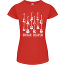 Guitar Heaven Guitarist Electric Acoustic Womens Petite Cut T-Shirt Red