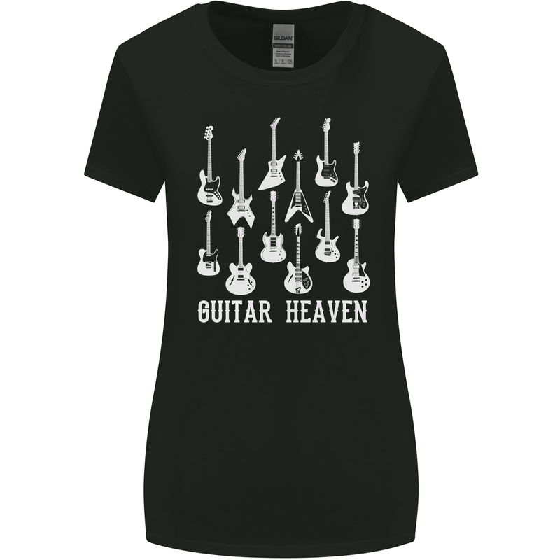 Guitar Heaven Guitarist Electric Acoustic Womens Wider Cut T-Shirt Black