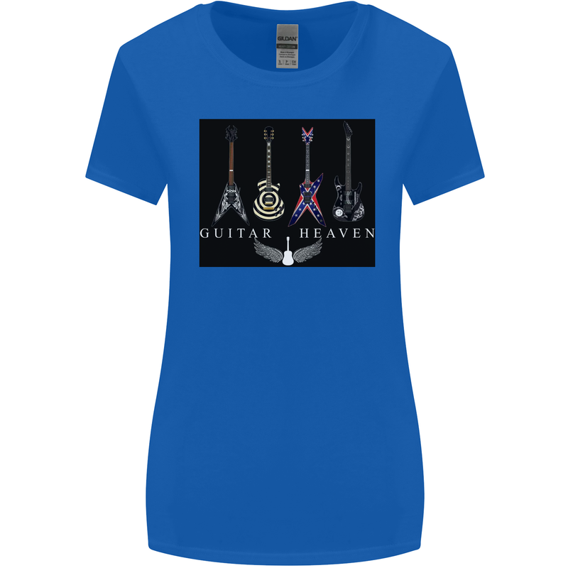Guitar Heaven Guitarist Electric Acoustic Womens Wider Cut T-Shirt Royal Blue