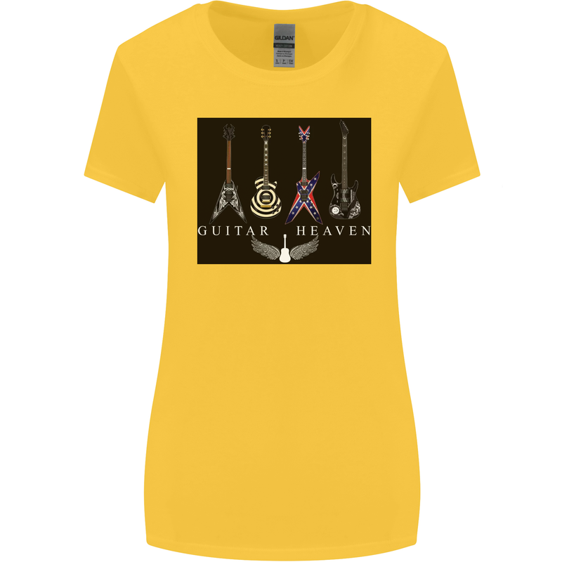 Guitar Heaven Guitarist Electric Acoustic Womens Wider Cut T-Shirt Yellow