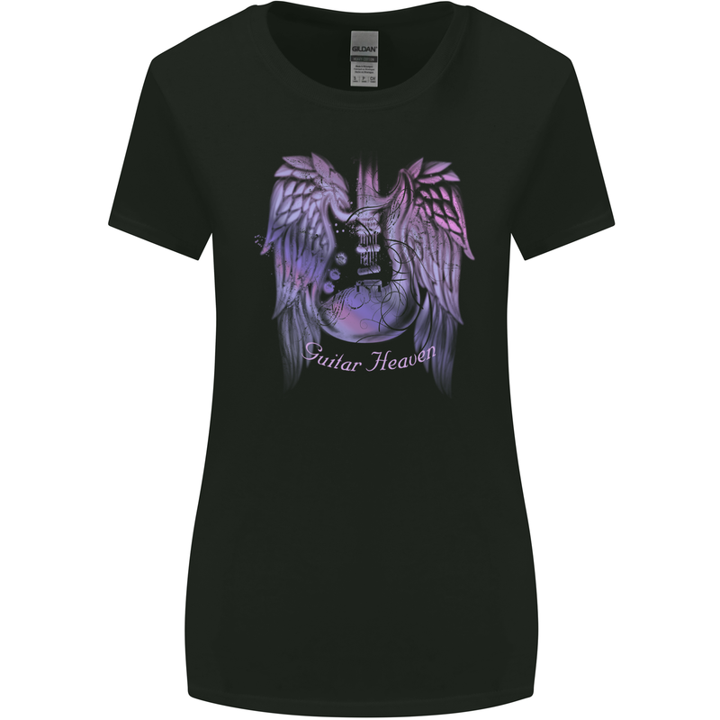 Guitar Heaven Wings Guitarist Electric Bass Womens Wider Cut T-Shirt Black