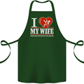 Guitar I Love My Wife Guitarist Electric Cotton Apron 100% Organic Forest Green