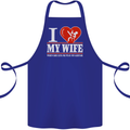 Guitar I Love My Wife Guitarist Electric Cotton Apron 100% Organic Royal Blue