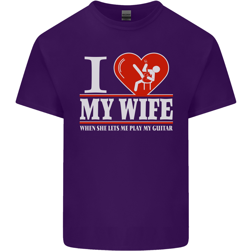 Guitar I Love My Wife Guitarist Electric Mens Cotton T-Shirt Tee Top Purple