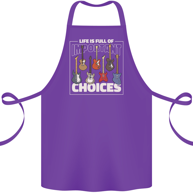 Guitar Important Choices Guitarist Music Cotton Apron 100% Organic Purple