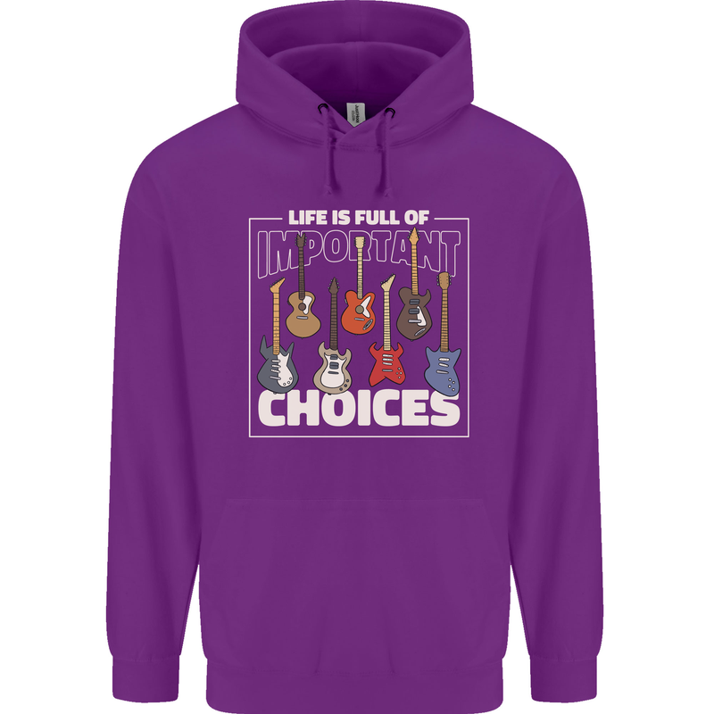 Guitar Important Choices Guitarist Music Mens 80% Cotton Hoodie Purple