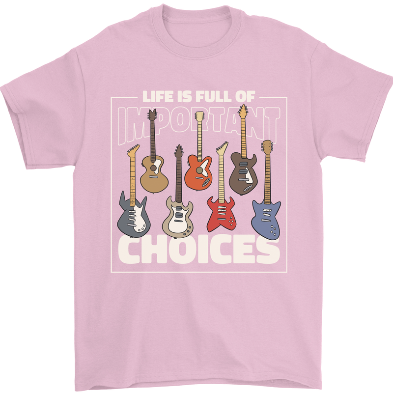 Guitar Important Choices Guitarist Music Mens T-Shirt Cotton Gildan Light Pink