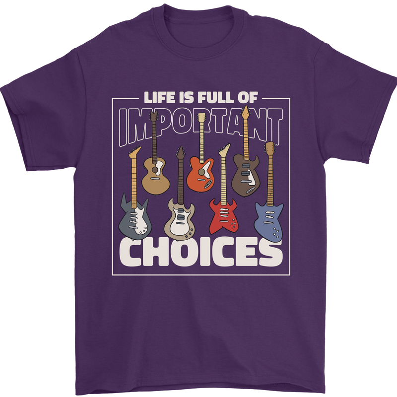 Guitar Important Choices Guitarist Music Mens T-Shirt Cotton Gildan Purple