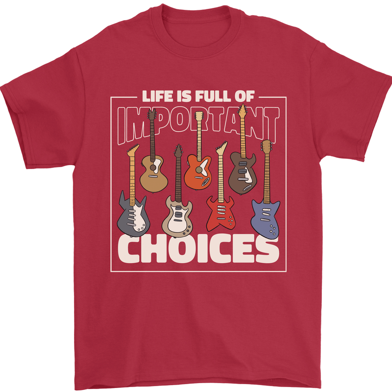 Guitar Important Choices Guitarist Music Mens T-Shirt Cotton Gildan Red