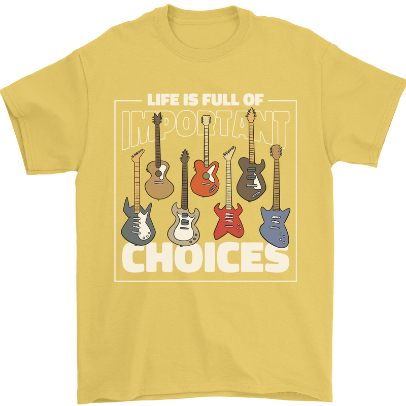 Guitar Important Choices Guitarist Music Mens T-Shirt Cotton Gildan Yellow