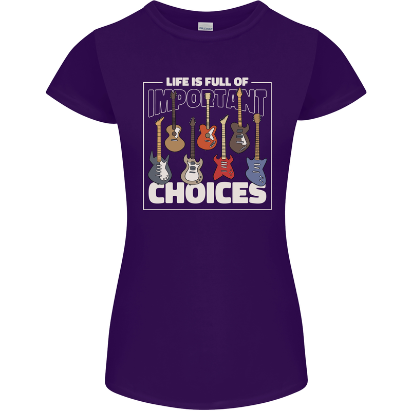 Guitar Important Choices Guitarist Music Womens Petite Cut T-Shirt Purple