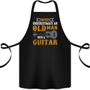 Guitar Never Underestimate Old Man Cotton Apron 100% Organic Black