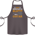 Guitar Never Underestimate Old Man Cotton Apron 100% Organic Dark Grey