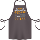 Guitar Never Underestimate Old Man Cotton Apron 100% Organic Dark Grey