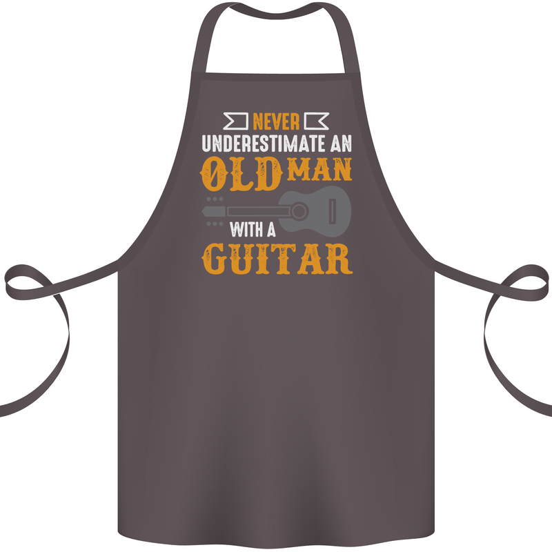 Guitar Never Underestimate Old Man Cotton Apron 100% Organic Dark Grey