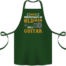 Guitar Never Underestimate Old Man Cotton Apron 100% Organic Forest Green