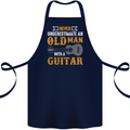 Guitar Never Underestimate Old Man Cotton Apron 100% Organic Navy Blue