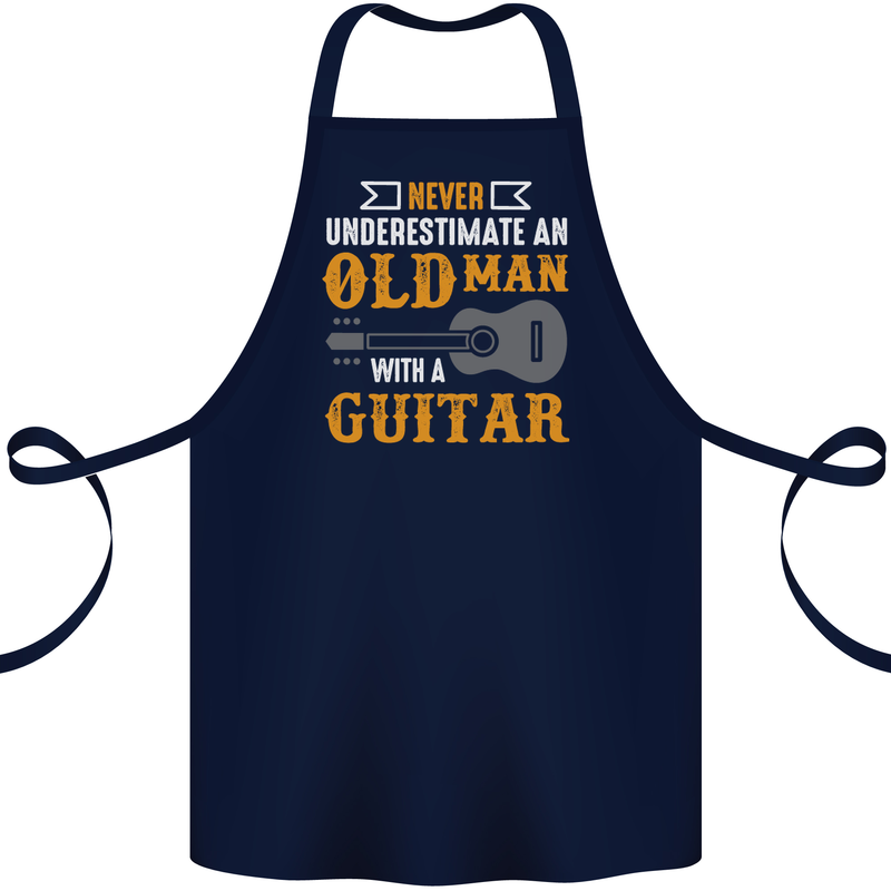 Guitar Never Underestimate Old Man Cotton Apron 100% Organic Navy Blue