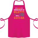 Guitar Never Underestimate Old Man Cotton Apron 100% Organic Pink